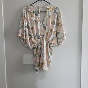 Floral Print Romber With Elbow Sleeves